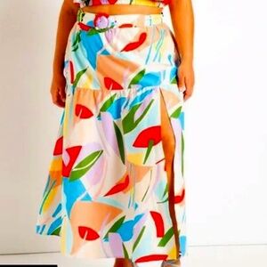 EUC Eloquii Floral Tiered Maxi Skirt Size 20